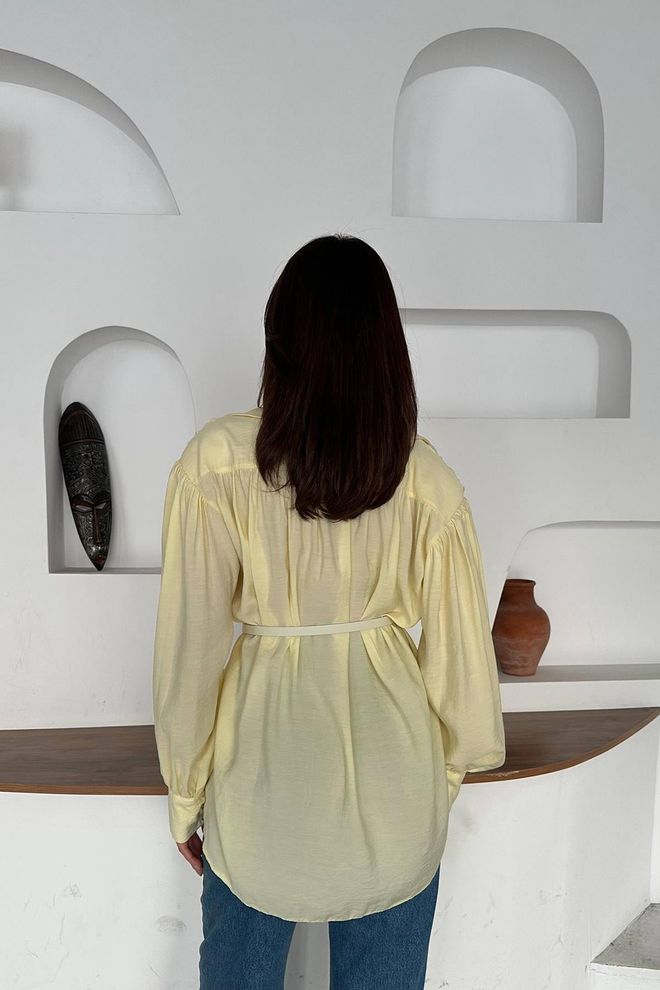 Elisa Yellow Shirt With Notched Neck And Buttoned Closure Wholesale Clothing Spring
