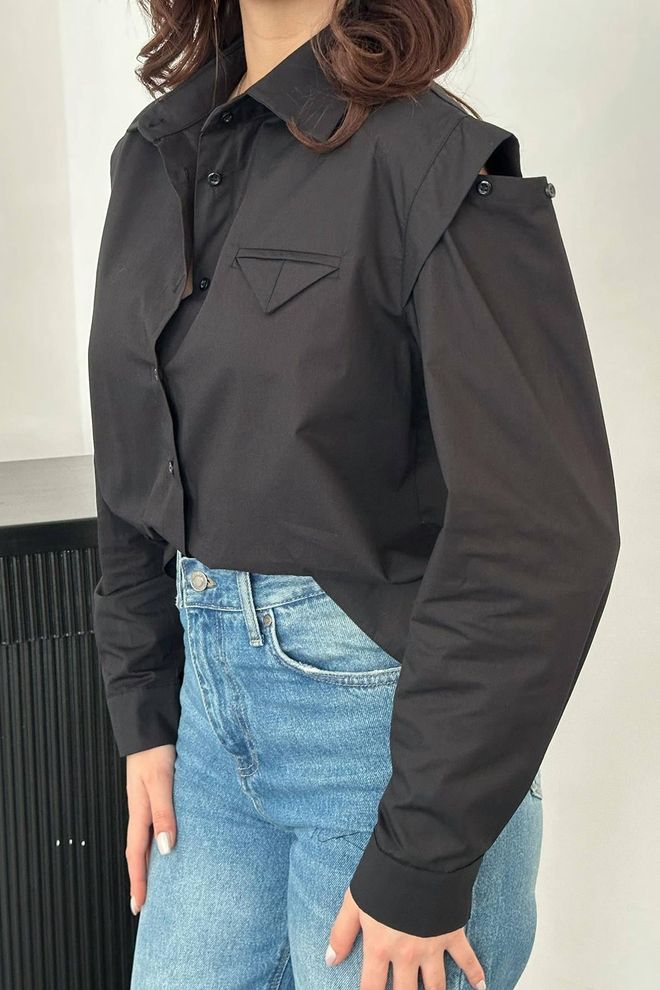 Elisa Black Elegant Casual Formal Shirt Wholesale Clothing Spring