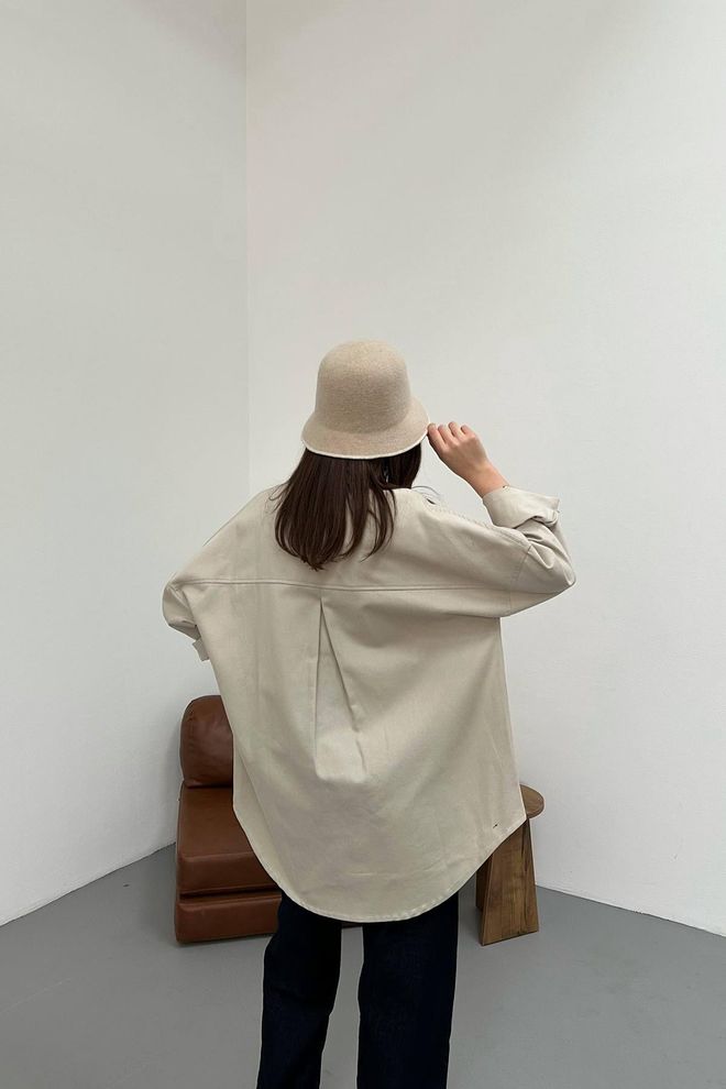 Elisa Casual Beige Shirt With Polo Neck And 3/4 Sleeves Wholesale Clothing Streetwear