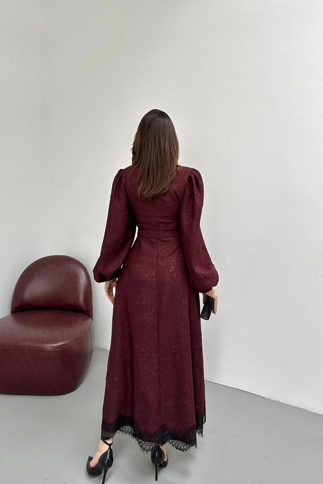 Elisa Claret Red Elegant Paisley Maxi Dress Wholesale Clothing Formal