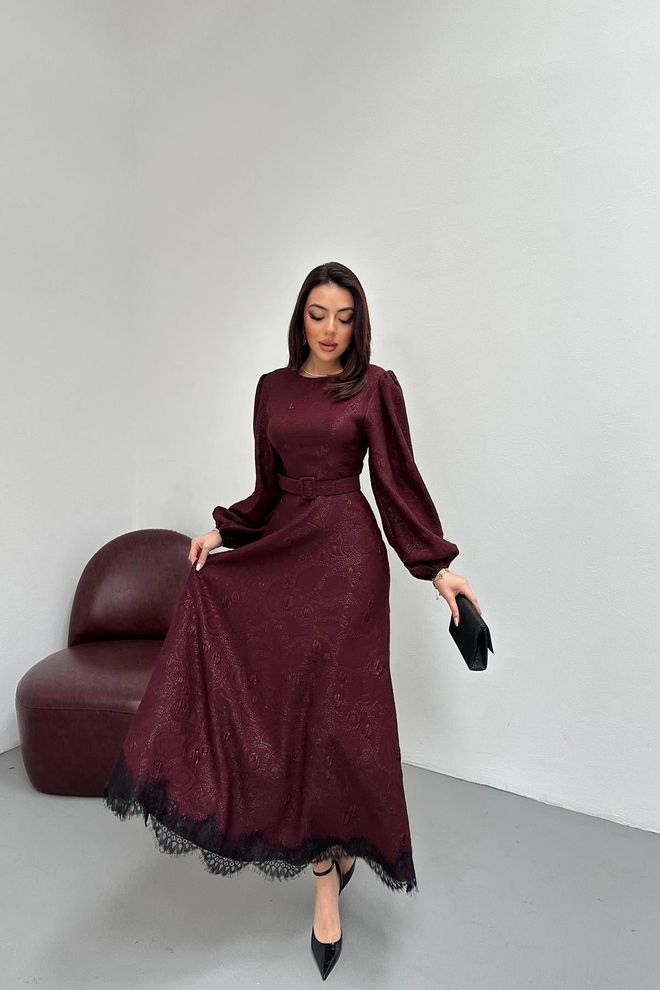 Elisa Claret Red Elegant Paisley Maxi Dress Wholesale Clothing 1