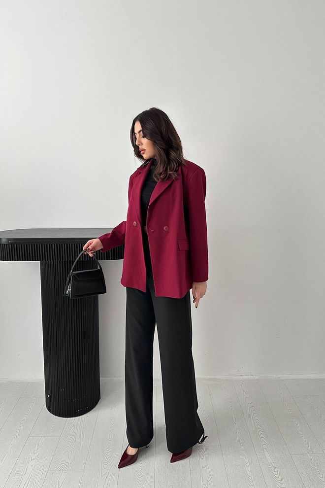 Elisa Claret Red Jacket Single Breasted Blazer Wholesale Clothing Spring