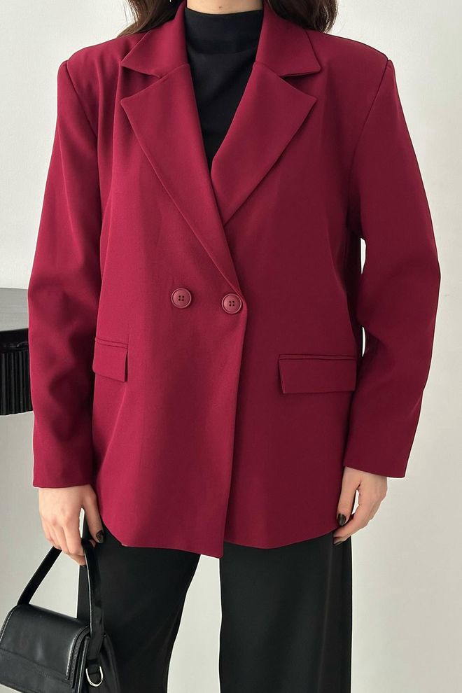 Elisa Claret Red Jacket Single Breasted Blazer Wholesale Clothing Vintage