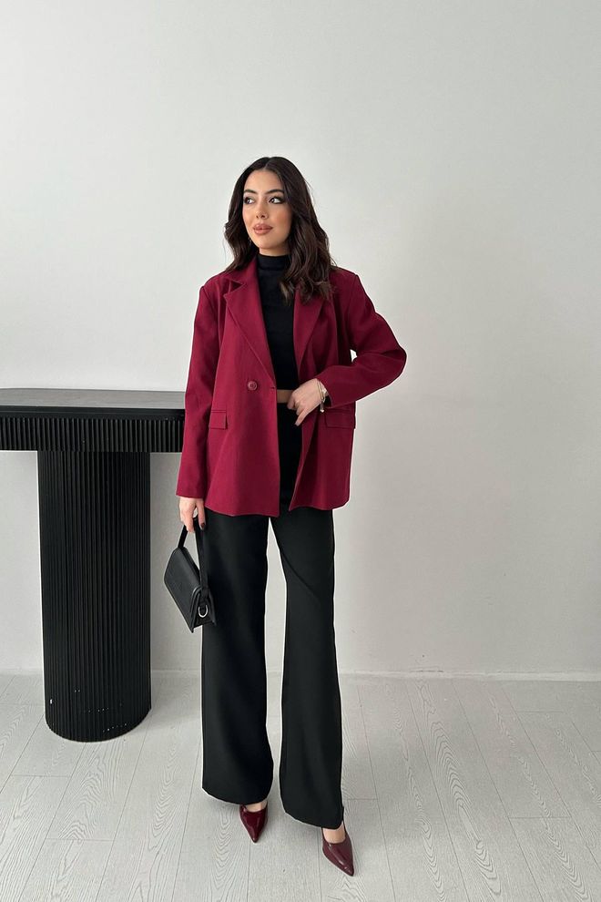 Elisa Claret Red Jacket Single Breasted Blazer Wholesale Clothing Work