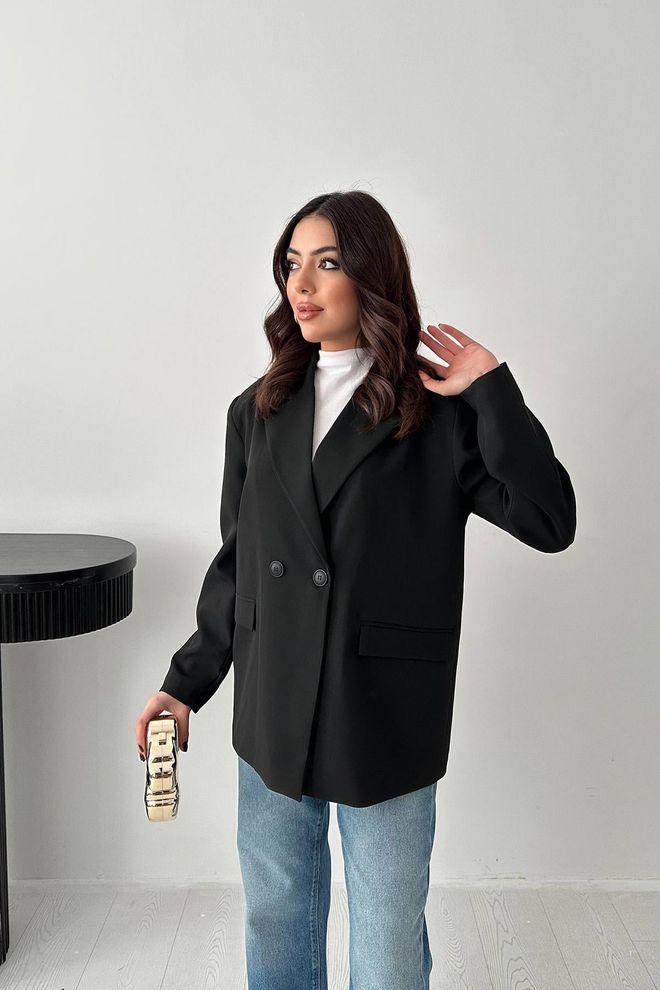 Elisa Black Double Breasted Blazer Jacket Wholesale Clothing 1