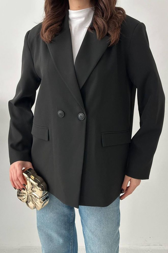 Elisa Black Double Breasted Blazer Jacket Wholesale Clothing Vintage