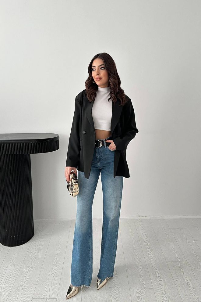 Elisa Black Double Breasted Blazer Jacket Wholesale Clothing Work