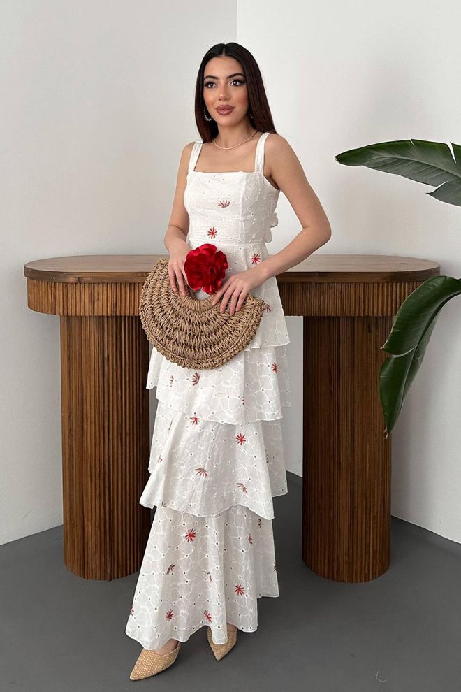 Elisa Elegant White Fit And Flare Dress Wholesale Clothing Casual