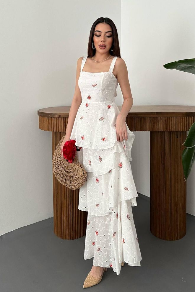 Elisa Elegant White Fit And Flare Dress Wholesale Clothing 1
