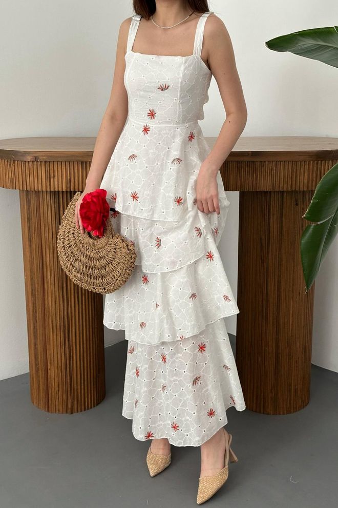 Elisa Elegant White Fit And Flare Dress Wholesale Clothing Spring