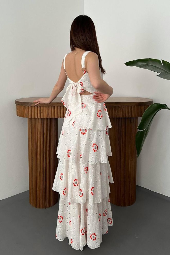 Elisa White Elegant Fit And Flare Dress Wholesale Clothing Spring