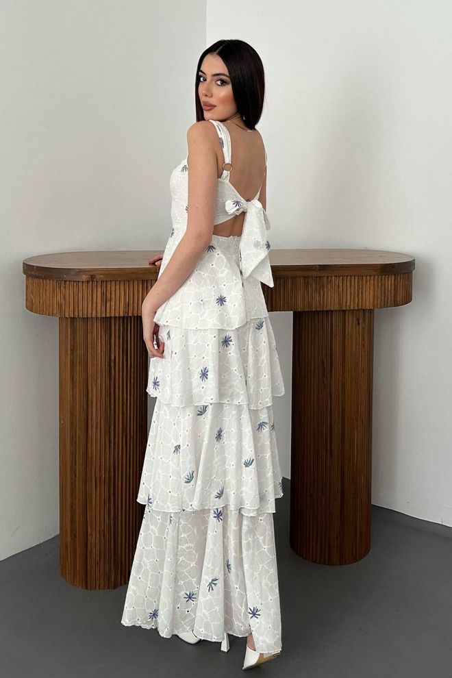 Elisa White Fit And Flare Dress With Square Neck Wholesale Clothing Formal