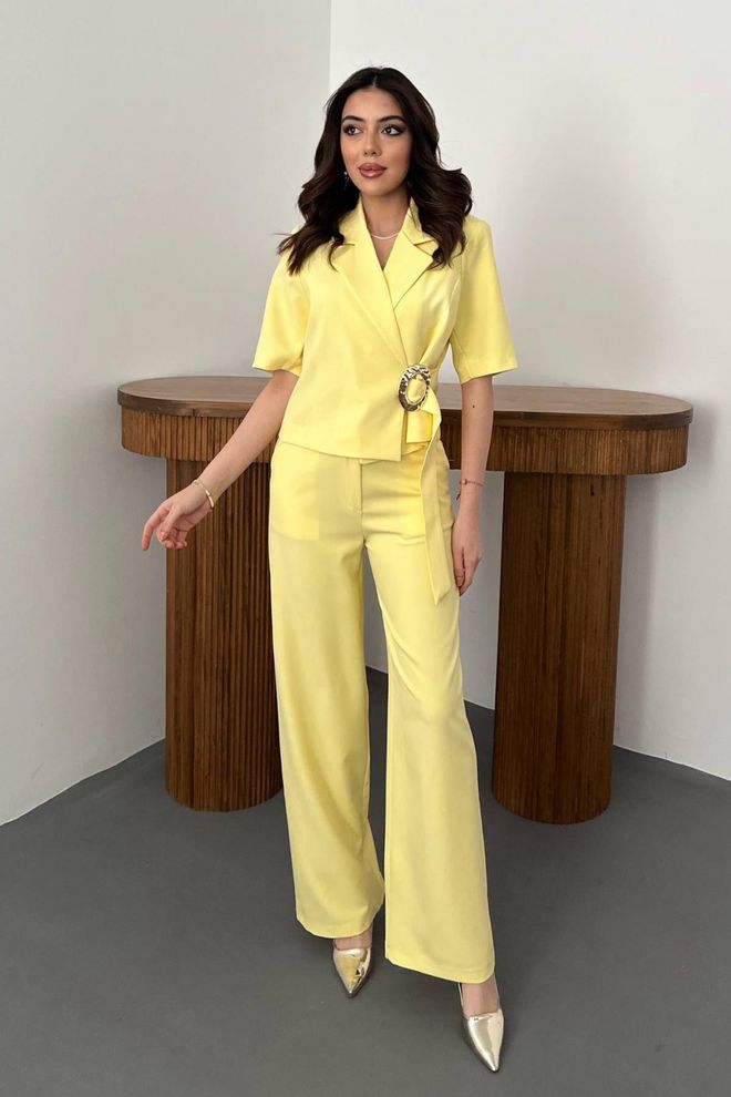 Elisa Yellow Formal Elegant Set Wholesale Clothing Casual