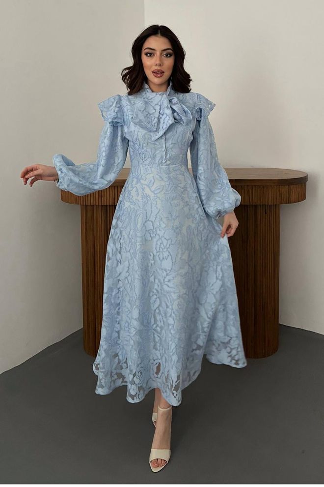 Elisa Bleu Élégant Formel Vintage Robe Vêtements en gros Modeste