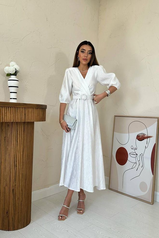 Wholesale Women's White Puff Sleeve Dress Styles, Prices - Lonca