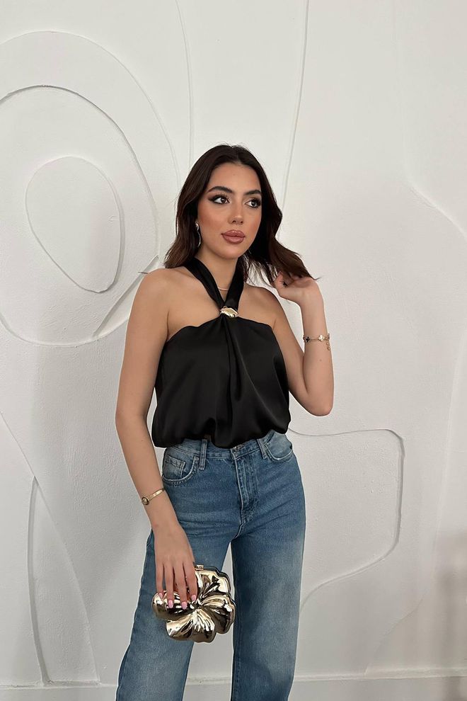 Elisa Negru Sexy Elegant Glam Casual Bluză Îmbrăcăminte cu ridicata Casual
