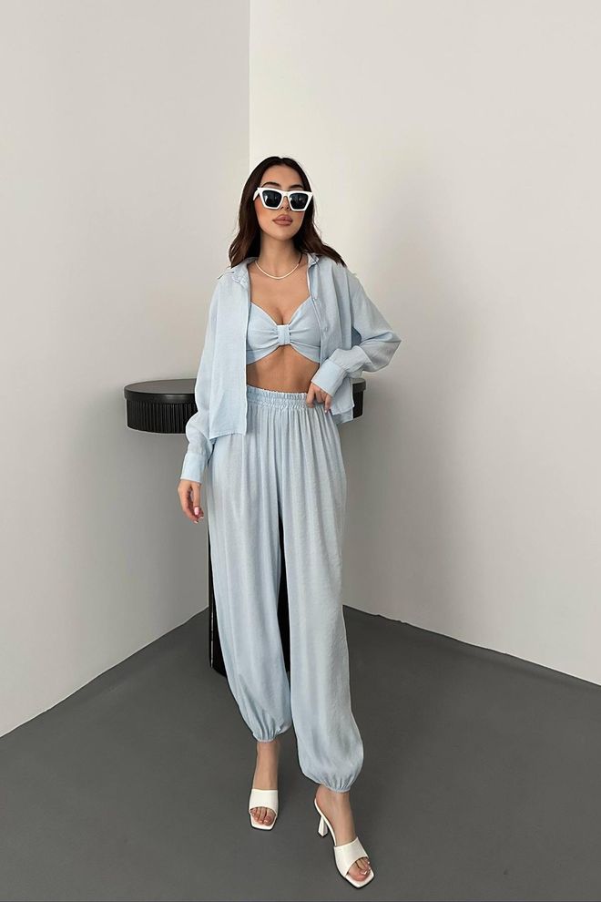 Elisa Set Albastru Casual De Stradă Îmbrăcăminte cu ridicata Casual