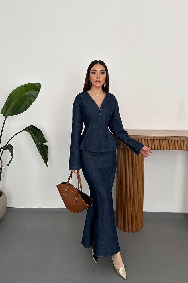 Elisa Navy Blue Formal Fit And Flare Dress Wholesale Clothing 1