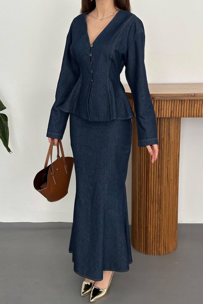 Elisa Navy Blue Formal Fit And Flare Dress Wholesale Clothing Elegant