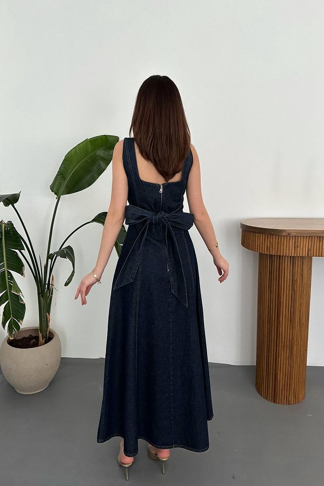 Elisa Elegant Navy Blue A Line Maxi Dress Wholesale Clothing 5