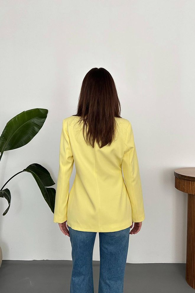 Elisa Yellow Single Breasted Slim Fit Jacket Wholesale Clothing Formal