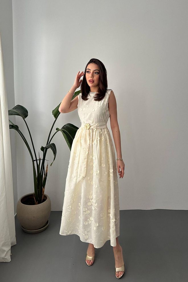 Elisa Beige Elegant A Line Maxi Dress With Cap Sleeves Wholesale Clothing Casual