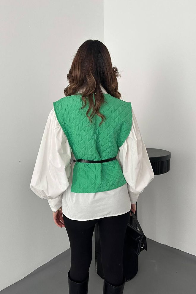 Elisa Set Cămașă Cu Centură Și Poncho Verde Îmbrăcăminte cu ridicata Formal