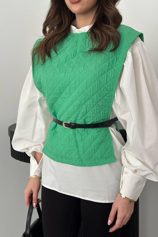 Elisa Set Cămașă Cu Centură Și Poncho Verde Îmbrăcăminte cu ridicata Toamnă