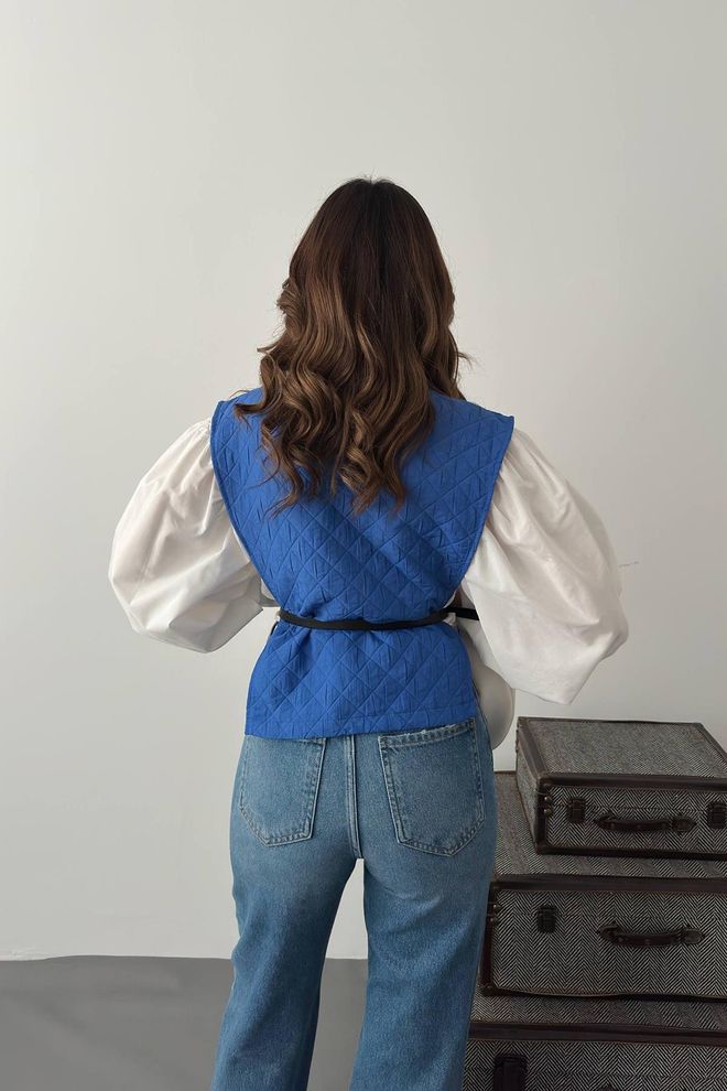 Elisa Set Cămașă Cu Centură Și Poncho Albastru Îmbrăcăminte cu ridicata Formal