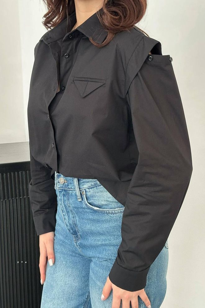 Elisa Black Elegant Casual Formal Shirt Wholesale Clothing Spring