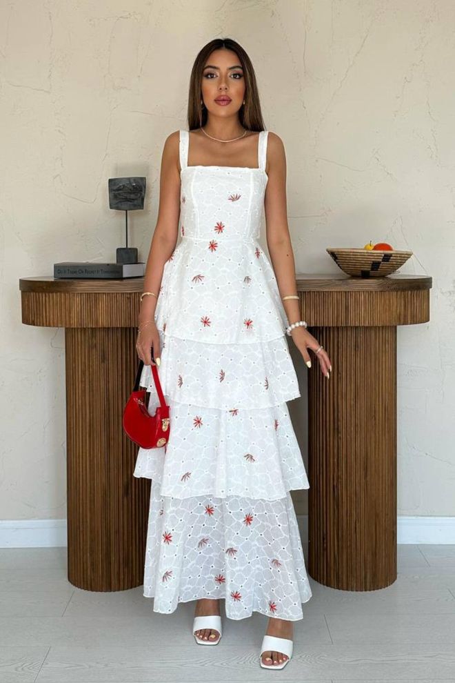 Elisa Elegant White Fit And Flare Dress Wholesale Clothing Casual