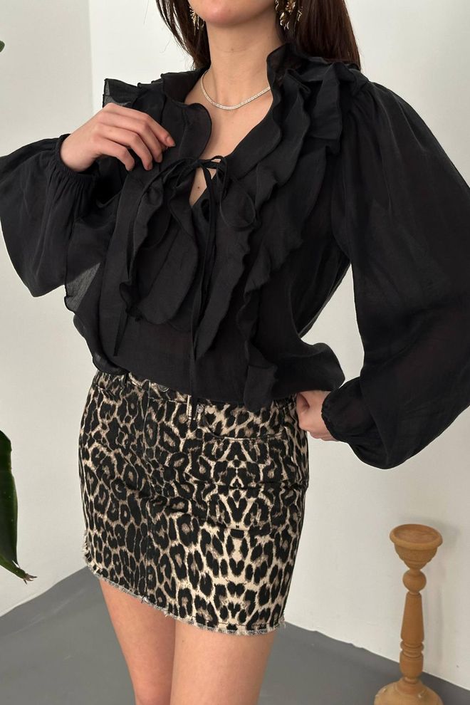 Elisa Black Elegant Blouse With Keyhole Neck Wholesale Clothing Sexy