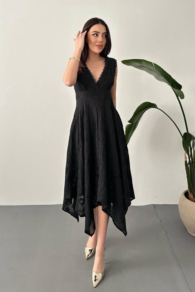 Elisa Elegant Black Fit And Flare Dress Wholesale Clothing Casual