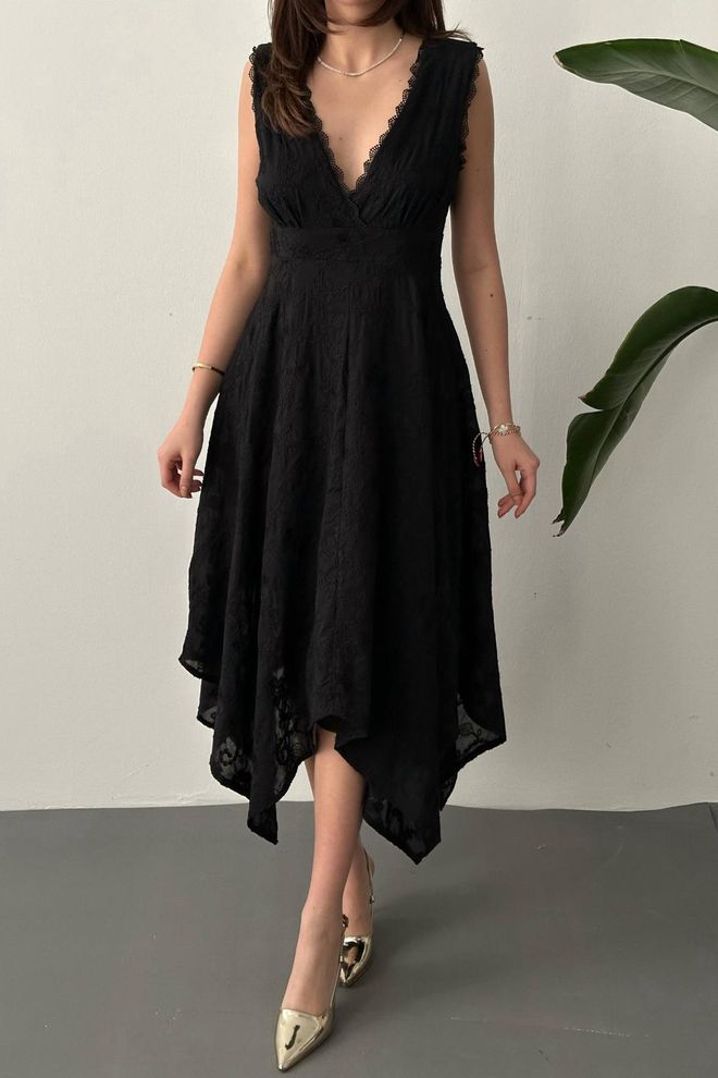 Elisa Elegant Black Fit And Flare Dress Wholesale Clothing Spring