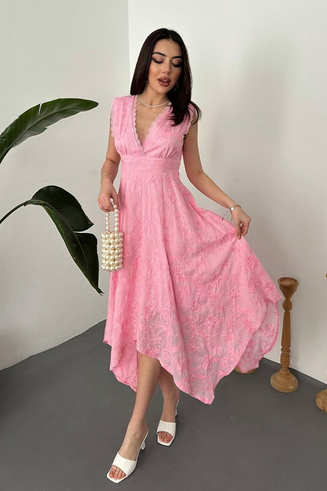 Elisa Elegant Pink Fit And Flare Dress Wholesale Clothing Casual