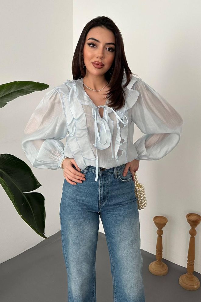 Elisa White Elegant Vintage Blouse With Ruffle Sleeves Wholesale Clothing Vintage
