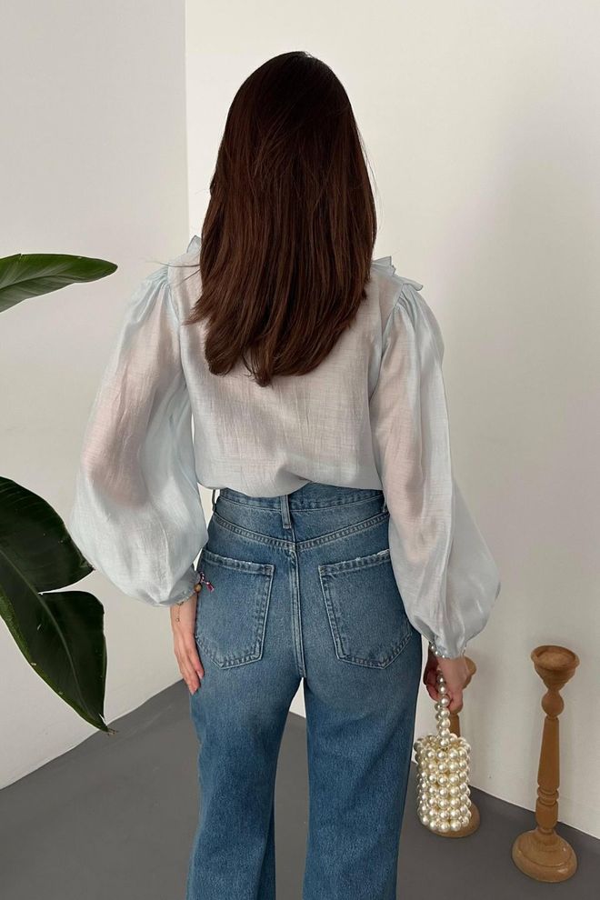 Elisa White Elegant Vintage Blouse With Ruffle Sleeves Wholesale Clothing Vintage