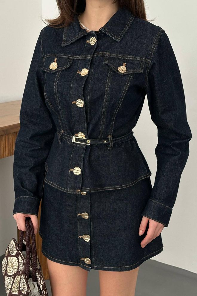 Elisa Поставил Черный Элегантный Установленный А силуэт Мини Юбка Оптовая продажа одежды Весна