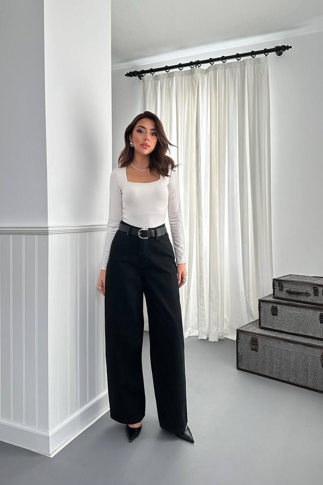 Elisa Jeans met wijde pijpen Zwart Groothandel Kleding Casual