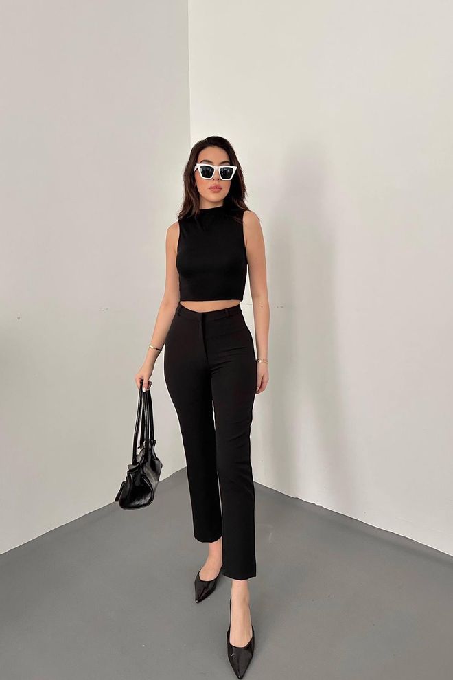 Elisa Darted Trousers Black Wholesale Clothing Formal