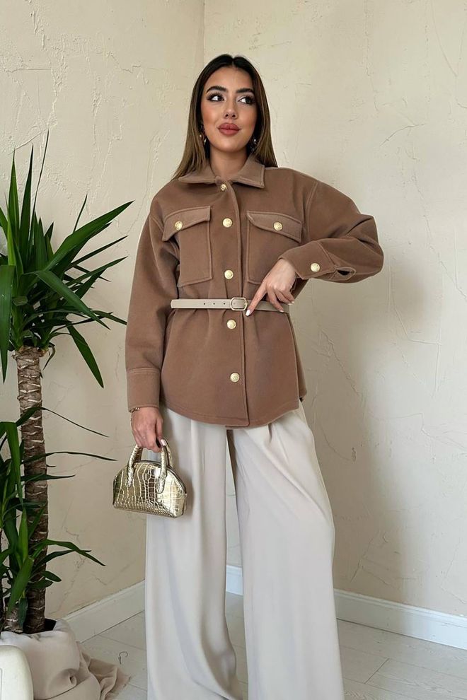 Elisa Bruin Casual Elegant Formeel Shirt Groothandel Kleding Casual