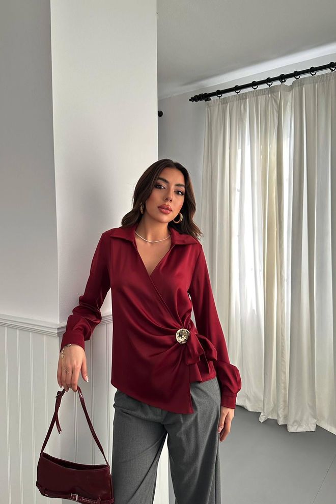 Elisa Blouse Bordeauxrood Elegant Groothandel Kleding Casual