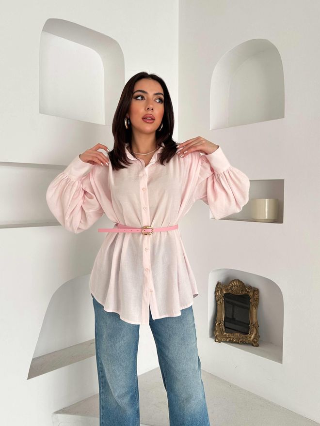 Elisa Pink Shirt Casual Elegant Buttoned Polo Neck Wholesale Clothing 1