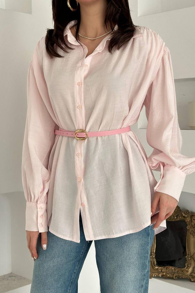 Elisa Pink Shirt Casual Elegant Buttoned Polo Neck Wholesale Clothing Spring