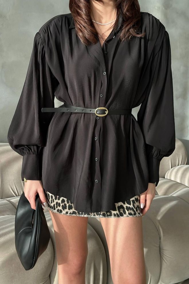 Elisa Black Elegant Formal Buttoned Shirt Wholesale Clothing Work
