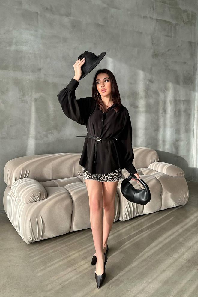 Elisa Black Elegant Formal Buttoned Shirt Wholesale Clothing 1