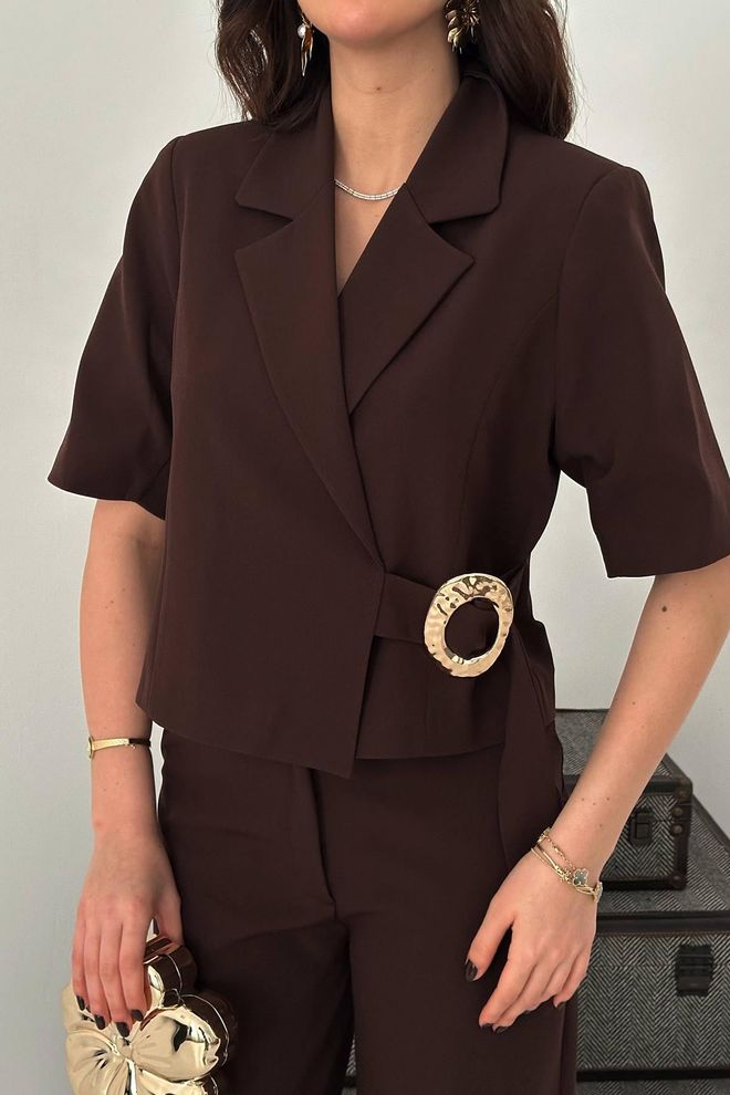 Elisa Brown Elegant Formal Set With Palazzo Pants Wholesale Clothing Spring