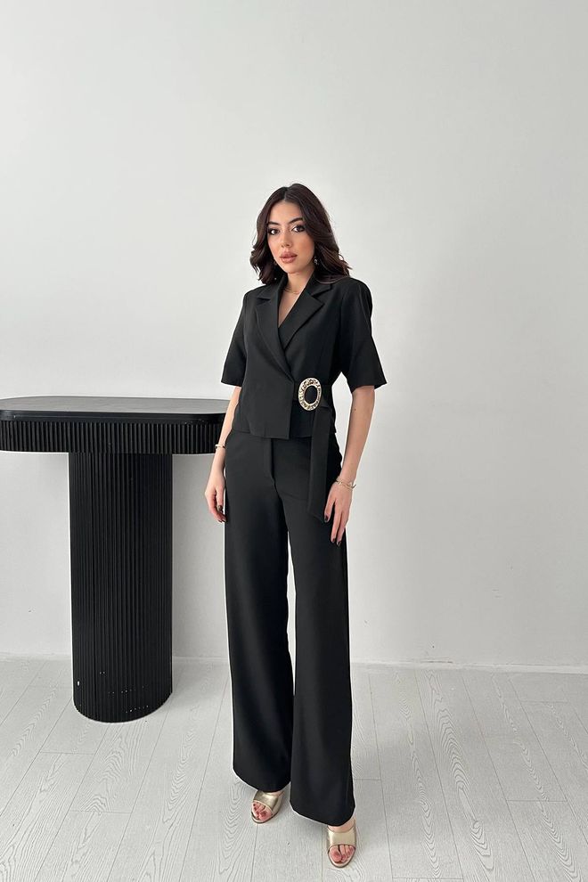 Elisa Black Formal Elegant Set Wholesale Clothing Casual