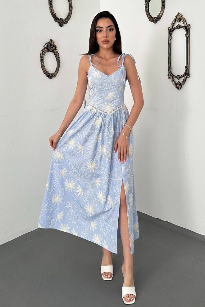 boho maxi dress wholesale Lonca | ELS14805 Fashionable Artistic Attire Floral pattern The T-Shirt Dress - Color:Black Gold