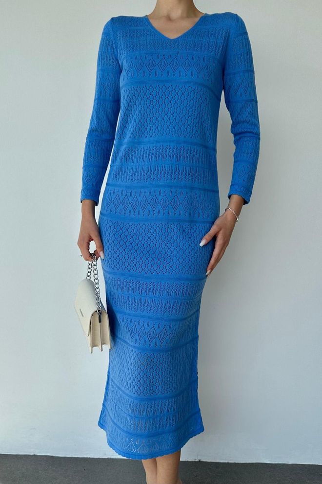 L&C فستان أزرق أنيق محتشم غمد ملابس بالجملة قطن